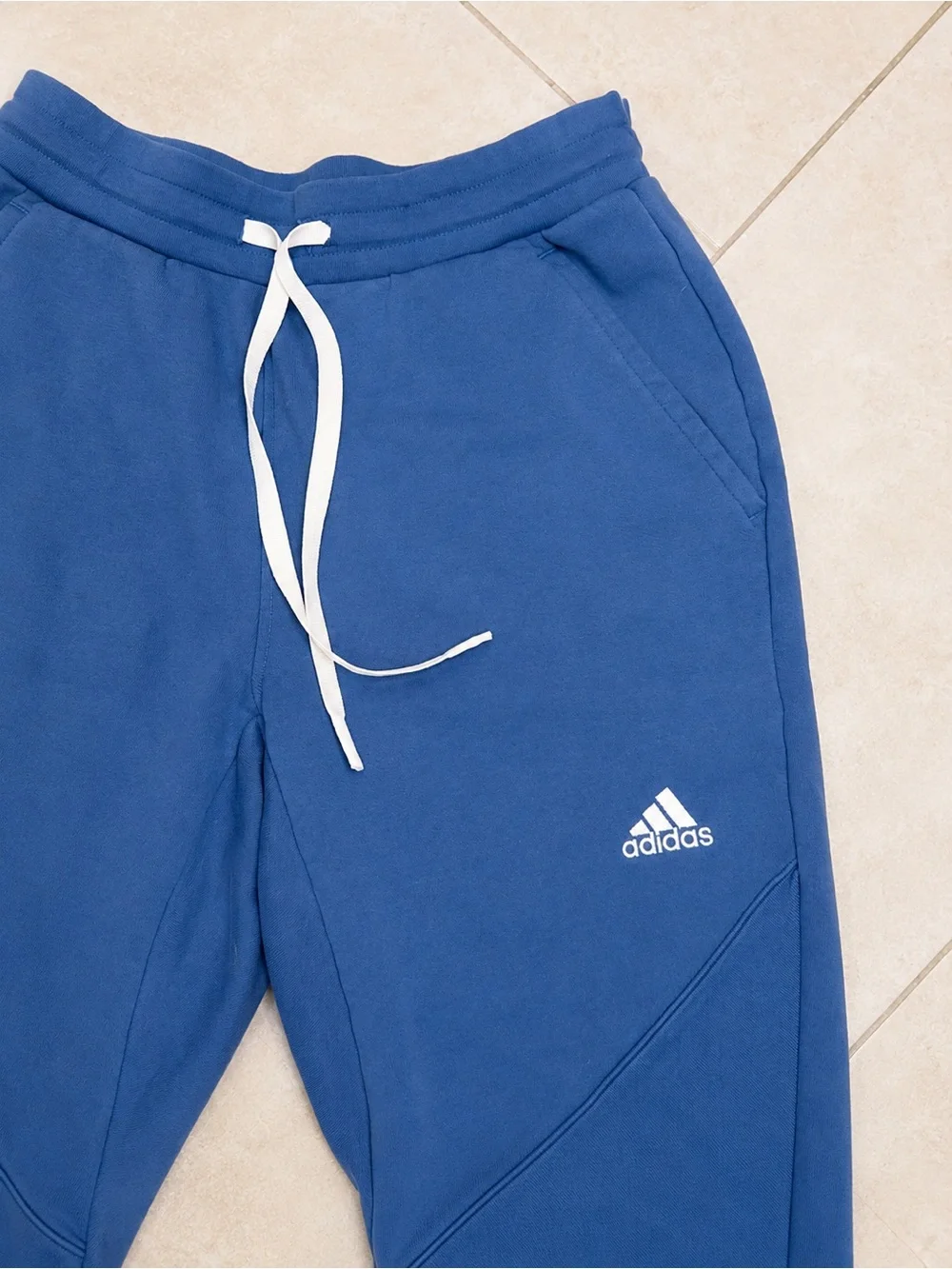 Adidas Men’s Blue Joggers with White Drawstring